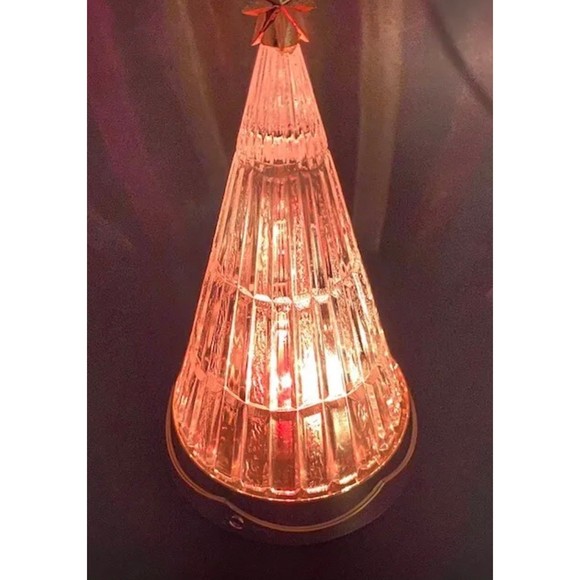 Vintage Lead Crystal Lighted Christmas Holiday Tree St George USA Original Box - Picture 6 of 11